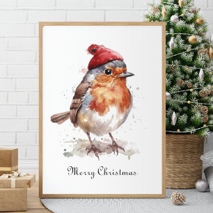 Póster personalizable Red Robin de navidades