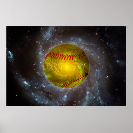 Póster Personalizable Softball en Poster galáctico espaci
