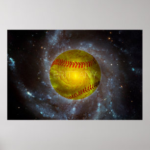 Póster Personalizable Softball en Poster galáctico espaci