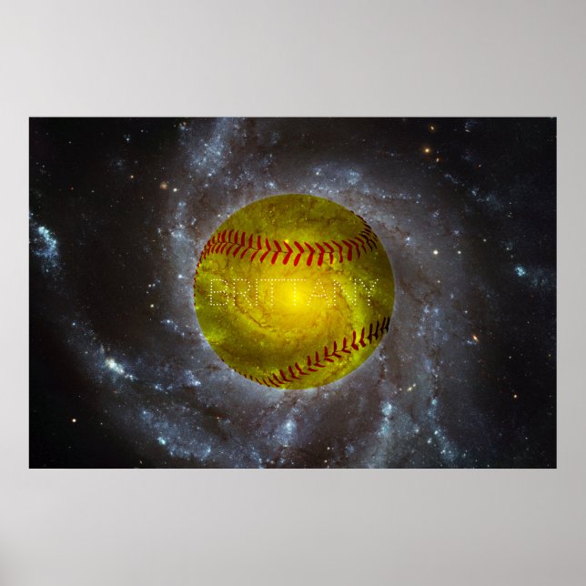 Póster Personalizable Softball en Poster galáctico espaci (Frente)