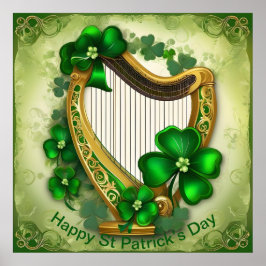 Póster Personalizable St Patrick's Day Harp. Día de San P