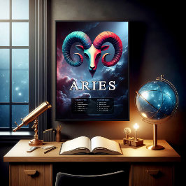 Póster Personalizable Vivid Aries Zodiac Rótulo Poster