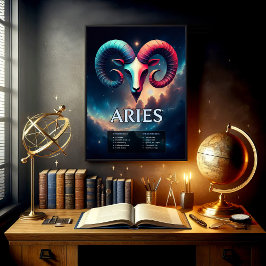 Póster Personalizable Vivid Aries Zodiac Rótulo Poster