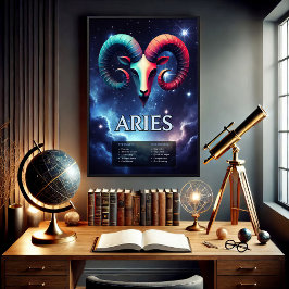 Póster Personalizable Vivid Aries Zodiac Rótulo Poster