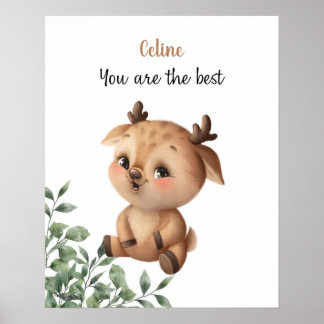 Póster Personalizable Whispering Deer Affirmations