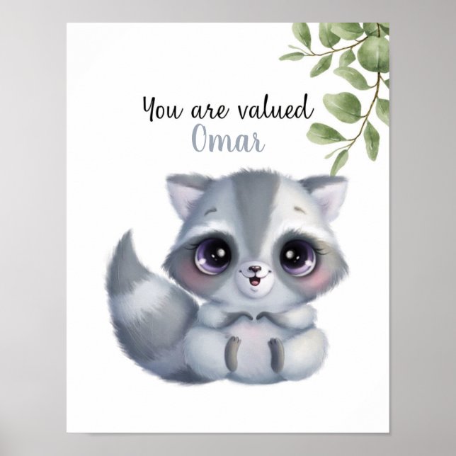Póster Personalizable Whispering Raccoon Affirmations (Frente)