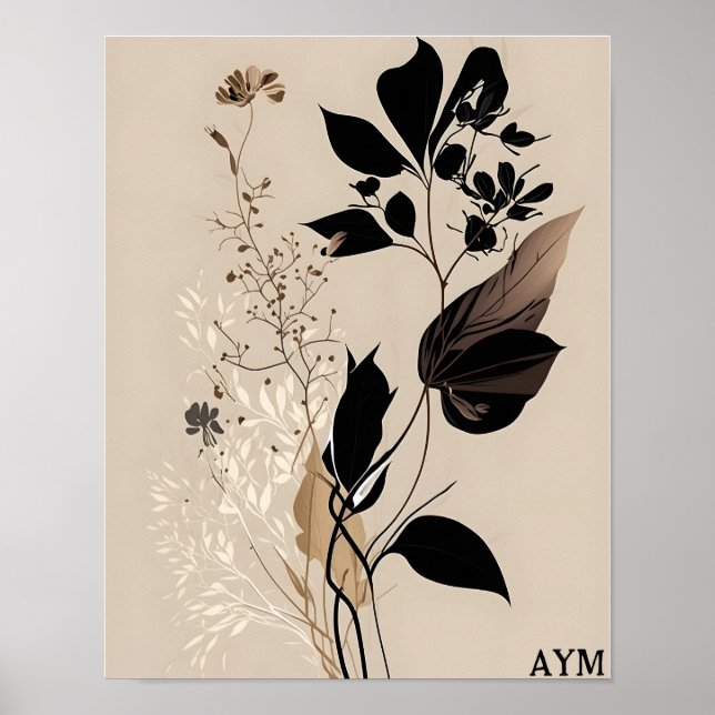 Póster Personalización botánica Minimalista del Boho (Frente)