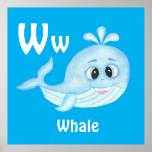 Póster Personalización de ballena ABC: Letra W - Añadir t