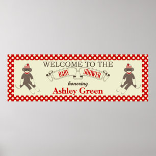 Póster Personalización de la pancarta Baby Shower de mono