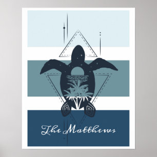 Póster Personalización de la tortuga geométrica moderna