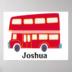 Póster Personalización del bus de doble decker rojo perso