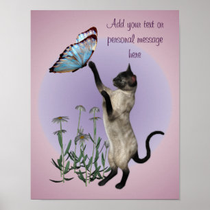 Póster Personalización Del Gato Y La Mariposa Siameses