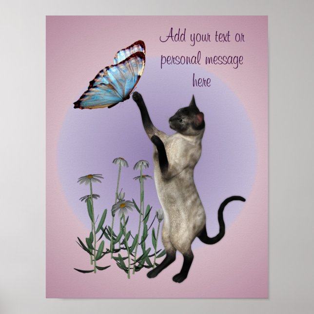 Póster Personalización Del Gato Y La Mariposa Siameses (Frente)