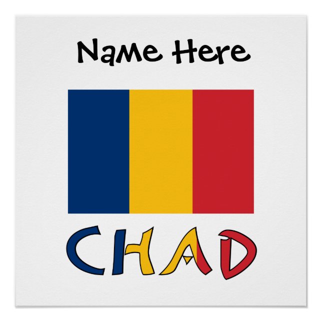 Póster Personalización negra de la bandera de Chad (Anverso)