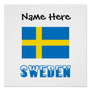 Póster Personalización negra de la bandera sueca de Sueci