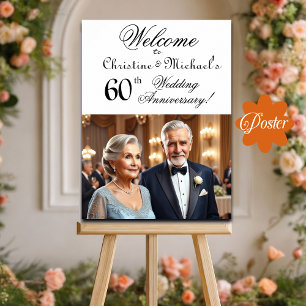 Póster Personalizado 1 Foto 60 aniversario Boda Bienvenid