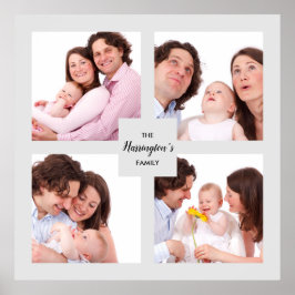 Póster Personalizado 4 Sección Collage de fotos de famili
