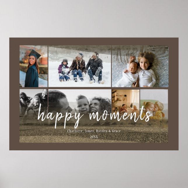 Póster Personalizado 7 fotos con superposición de resumen (Frente)