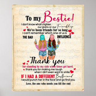 Póster Personalizado A Mi Bestie, Regalo De Amigos Para B