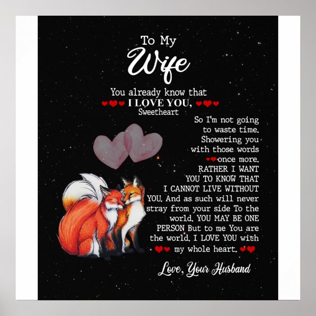 Póster Personalizado A Mi Esposa, Mi Pareja Fox, Te Amo (Frente)