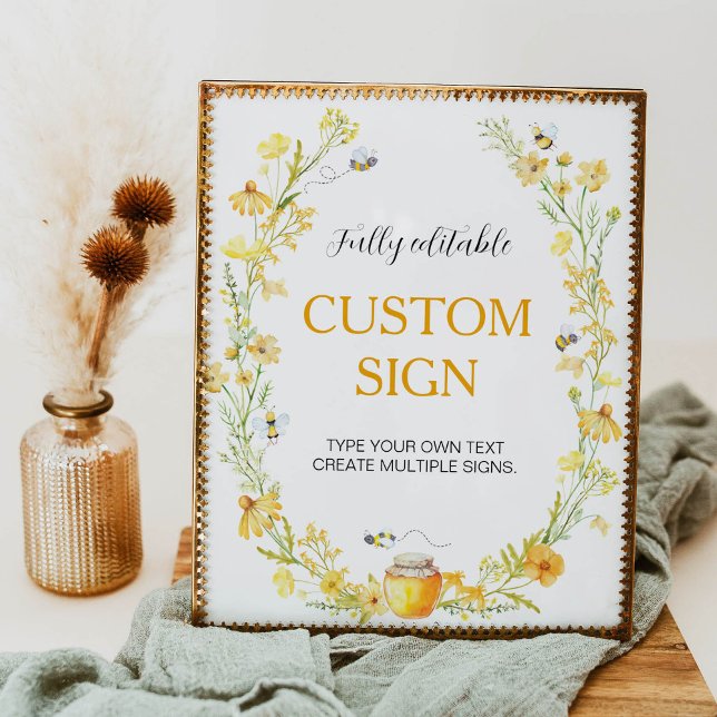 Póster Personalizado Abeja Amarillo Floral de cumpleaños  (Subido por el creador)