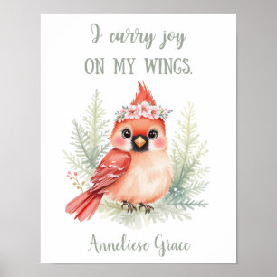 Póster Personalizado Acuarela Cardenal Woodland Animal Nu
