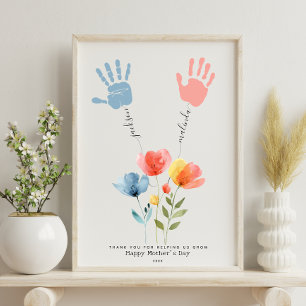 Póster Personalizado acuarela Flores silvestres Huella de