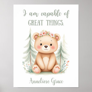 Póster Personalizado acuarela Oso Femenino Nursera de Woo