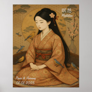Póster Personalizado Aesthetic Zen Meditation Mindful Gal
