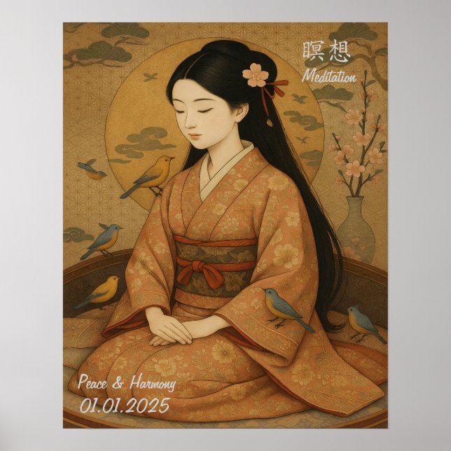Póster Personalizado Aesthetic Zen Meditation Mindful Gal (Frente)