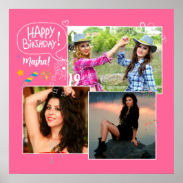 Póster Personalizado amigo feliz Collage de fotos de cump