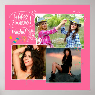 Póster Personalizado amigo feliz Collage de fotos de cump