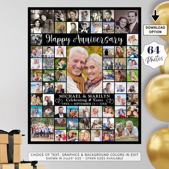 Póster Personalizado Aniversario 64 Collage de fotos pers (Subido por el creador)