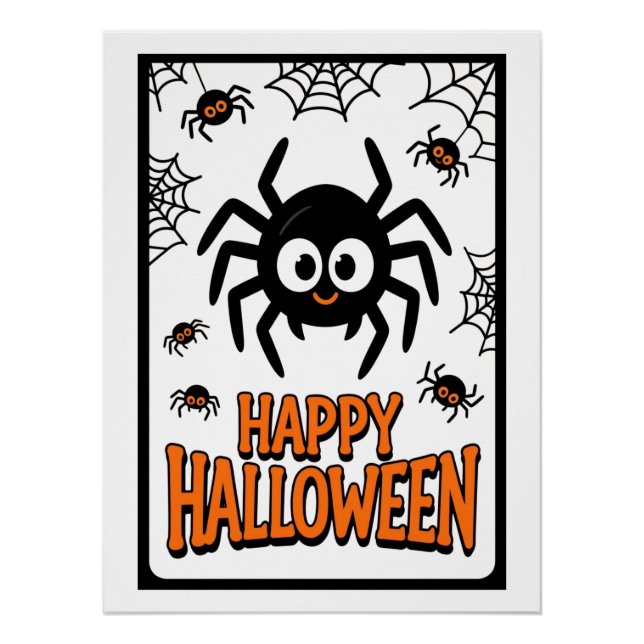 Póster Personalizado Araña feliz Halloween (Anverso)