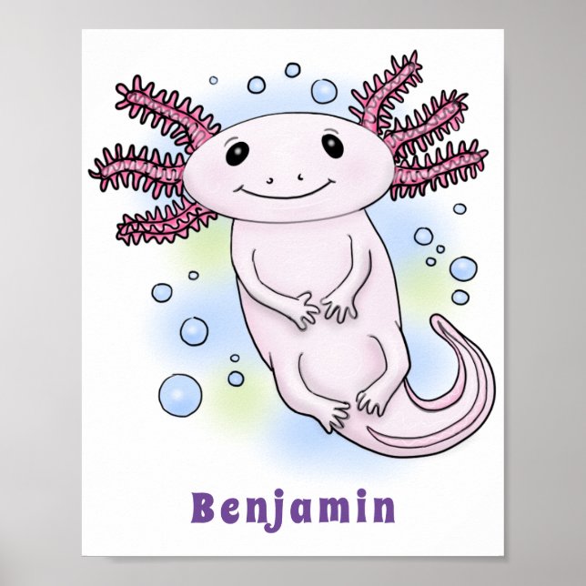 Póster Personalizado axolotópico rosa adorable (Frente)
