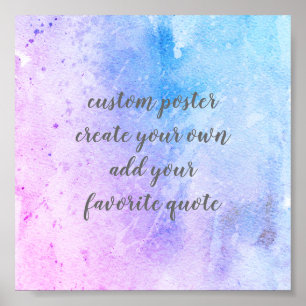 Póster personalizado azul y púrpura añaden la acuarela de
