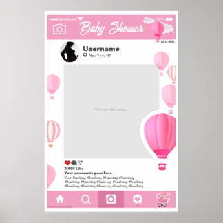 Póster Personalizado Baby Shower Selfie Frame Globos Aero