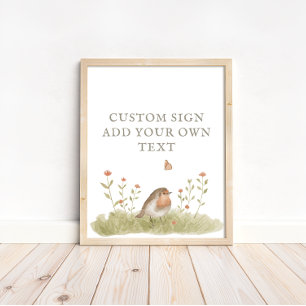 Póster Personalizado Baby Shower Woodland Forest Bird