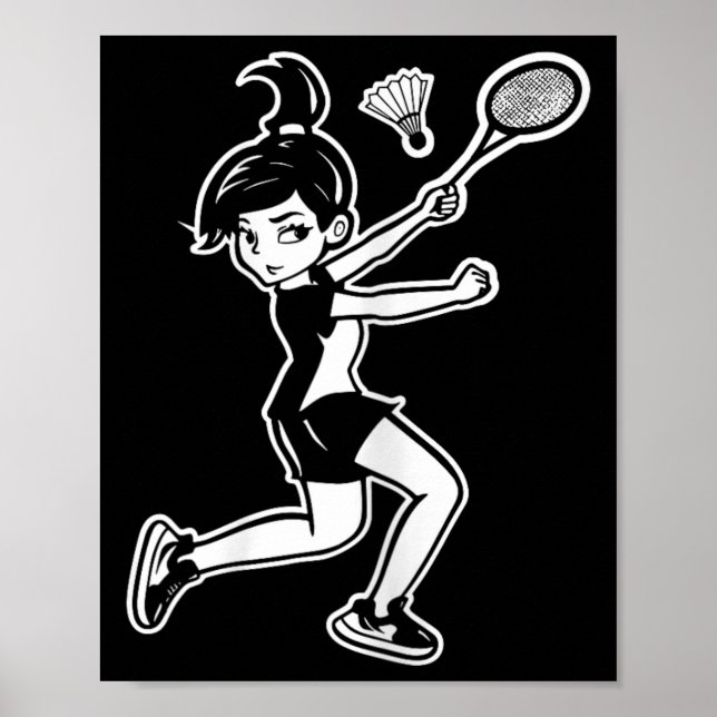 Póster Personalizado Badminton Mujer Shuttle (Frente)