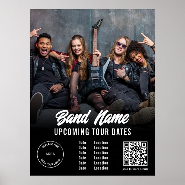 Póster Personalizado Band Photo Logo QR Gigs Tour Dates N (Frente)