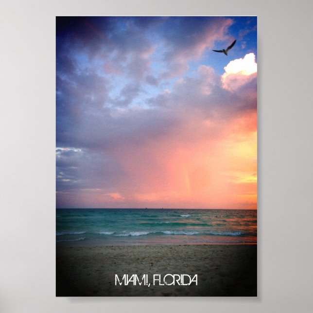 Póster Personalizado Beach Sunset MIAMI BEACH Florida Rom (Frente)