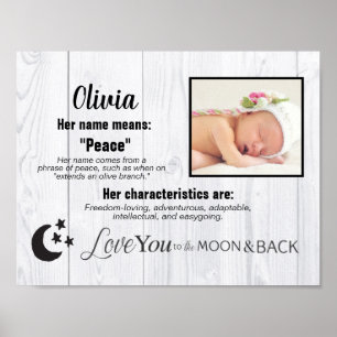 Póster Personalizado Bebé Nombre Foto Te Ama A La Luna