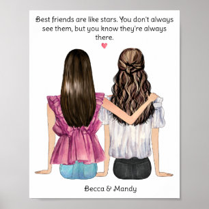 Póster Personalizado Besties Gift   Mejor Poster amigo