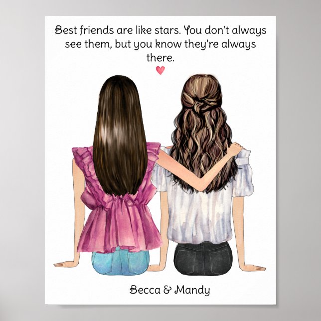 Póster Personalizado Besties Gift | Mejor Poster amigo (Frente)