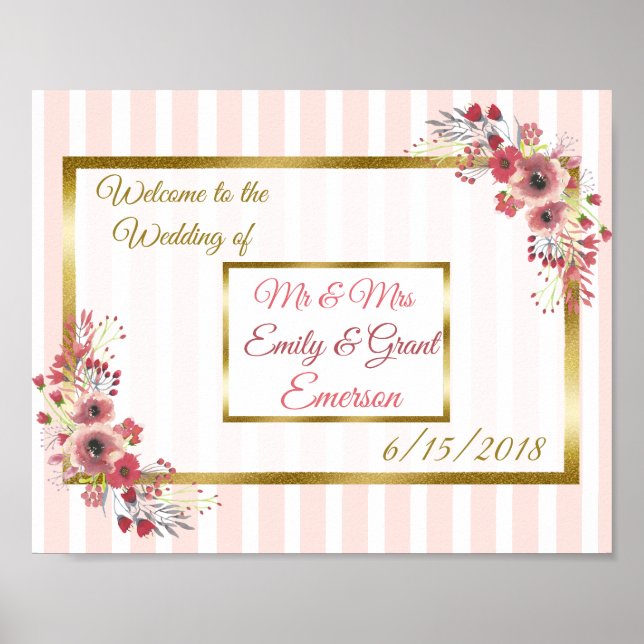 Póster Personalizado Bienvenido al Boda de (Añadir nombre (Frente)