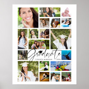 Póster Personalizado blanco de guión de Collage de fotos