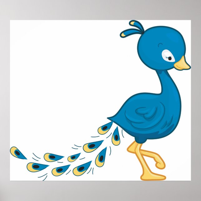 Póster Personalizado Blue Peacock Bird (Frente)