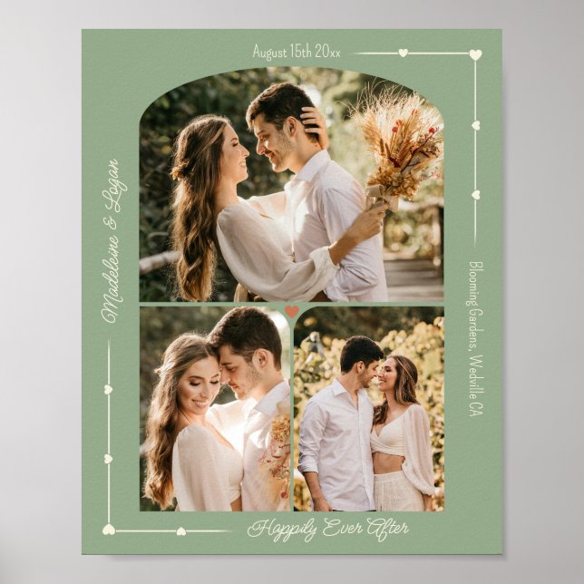 Póster Personalizado boda Collage de fotos Corazón de sab (Frente)