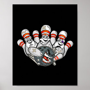 Póster Personalizado Bowler Asustado Bowling Pins Funny S