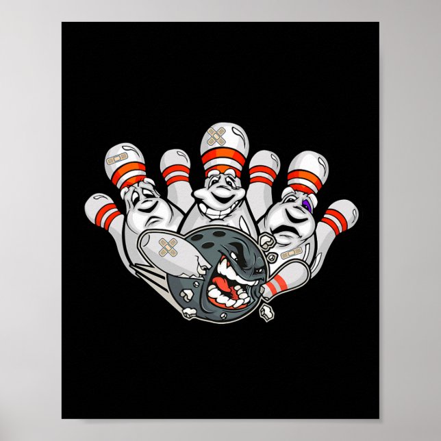 Póster Personalizado Bowler Asustado Bowling Pins Funny S (Frente)